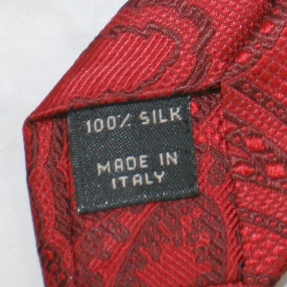 JOSEPH A. BANK Neck Tie Red Large Paisely Print Silk Necktie Accessory Office - Picture 4 of 11
